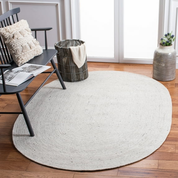 SAFAVIEH Braided Ronan Solid Reversible Area Rug, Light Beige, 8' x 10' Oval