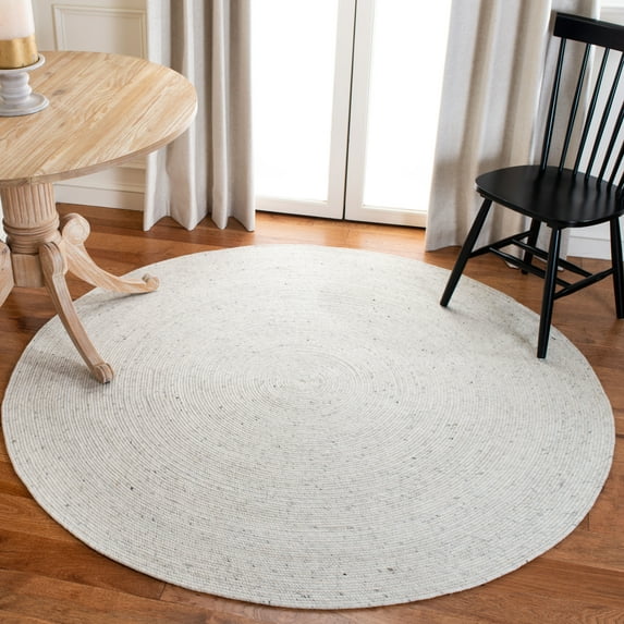SAFAVIEH Braided Ronan Solid Reversible Area Rug, Light Beige, 8' x 8' Round