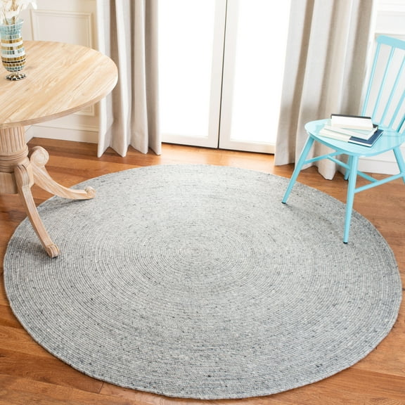 SAFAVIEH Braided Ronan Solid Reversible Area Rug, Gray, 8' x 8' Round