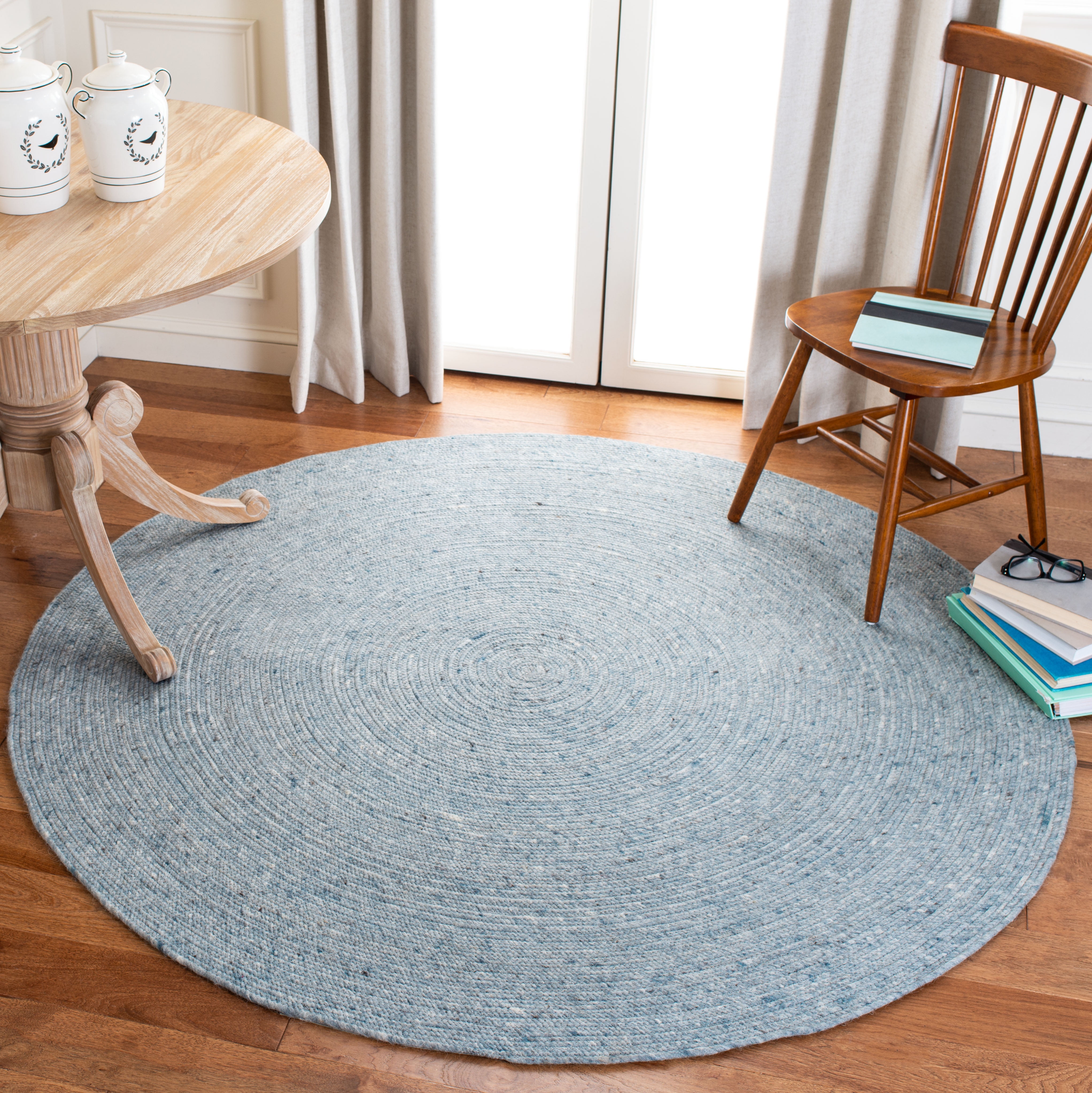 SAFAVIEH Braided Ronan Solid Reversible Area Rug, Turquoise, 6' x 6' Round