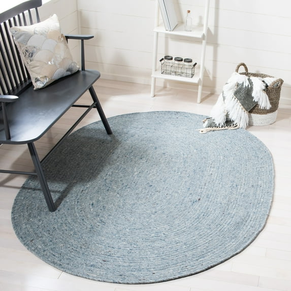 SAFAVIEH Braided Ronan Solid Reversible Area Rug, Turquoise, 6' x 9' Oval
