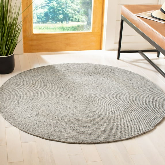 SAFAVIEH Braided Ronan Solid Reversible Area Rug, Gray, 4' x 4' Round