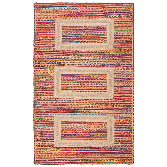 SAFAVIEH Braided Rosalin Geometric Reversible Area Rug, Pink/Sage, 5' x 8'