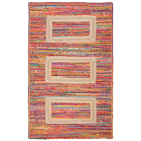 SAFAVIEH Braided Rosalin Geometric Reversible Area Rug, Pink/Sage, 5' x 8'