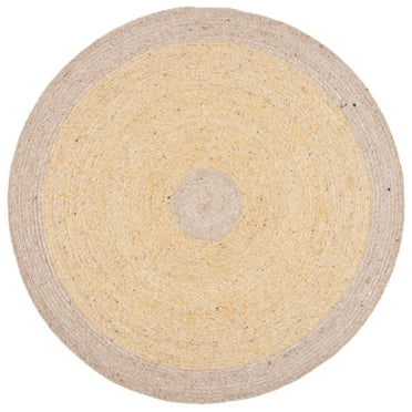 SAFAVIEH Braided Simon Bordered Reversible Area Rug, Gold/Beige, 6' x 6' Round
