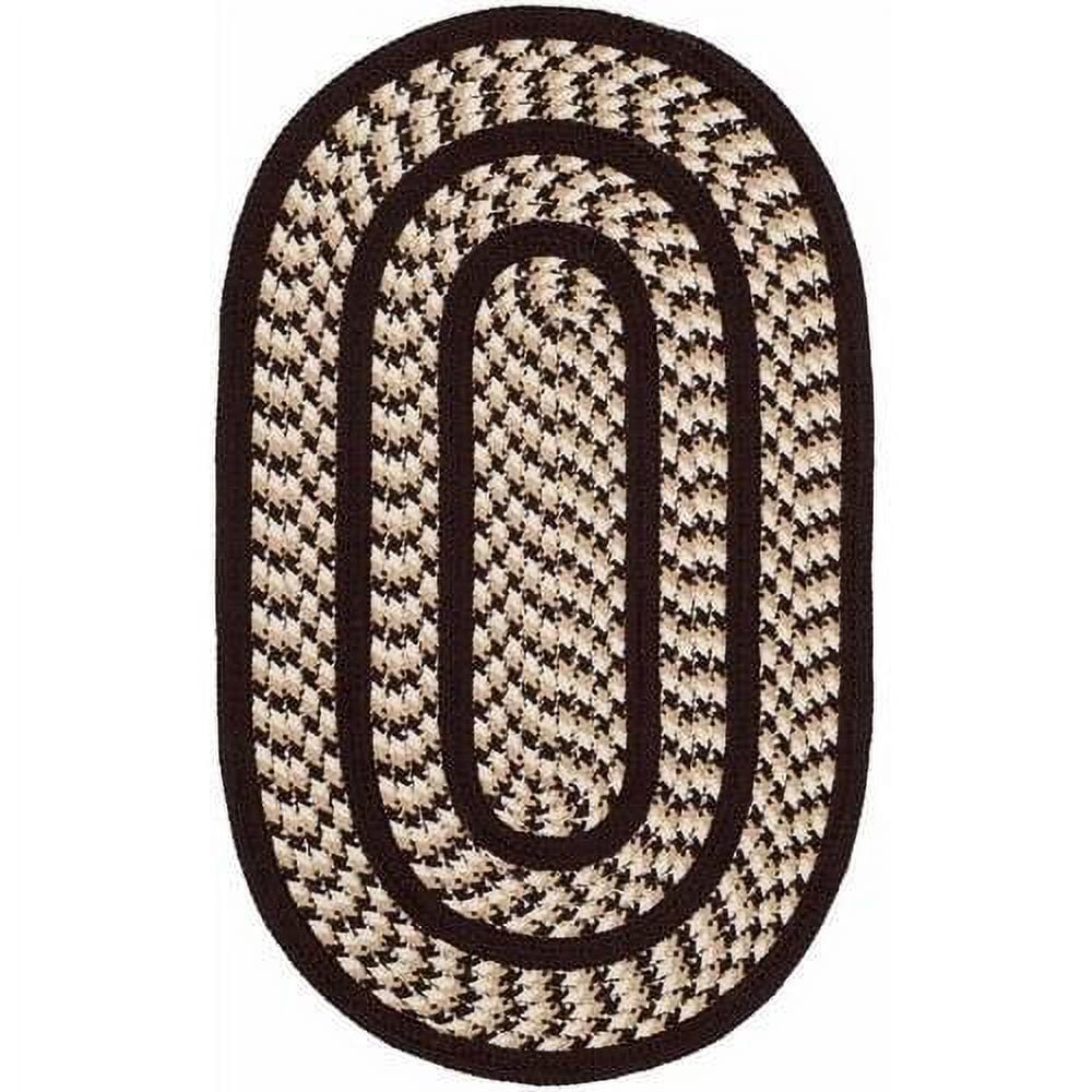 Handmade Ivory & Dark Brown Braided Oval 8' x 10' Synthetic Rug