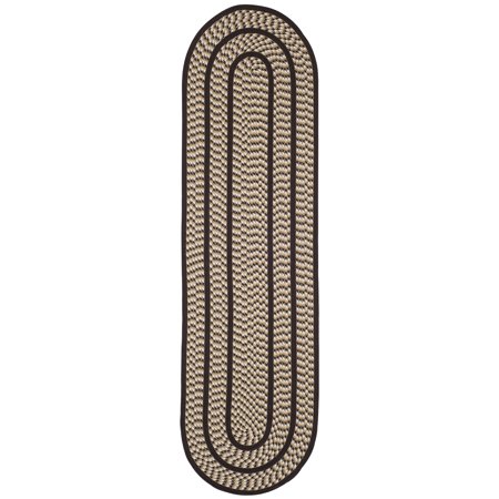SAFAVIEH Braided Tanisha Bordered Reversible Runner Rug, Ivory/Dark Brown, 2'3" x 8' Oval