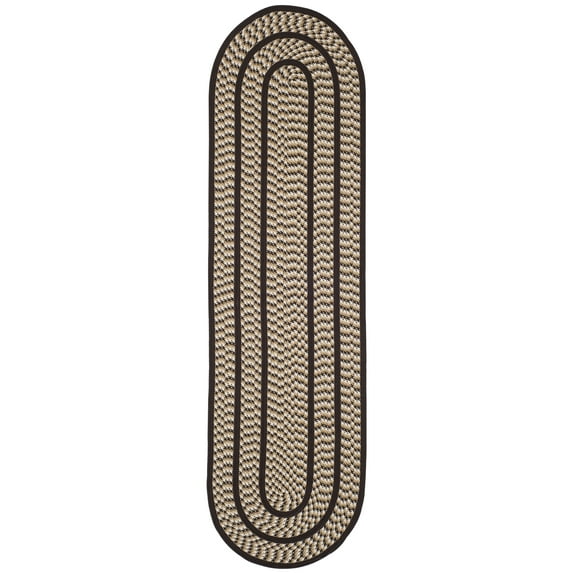 SAFAVIEH Braided Tanisha Bordered Reversible Runner Rug, Ivory/Dark Brown, 2'3" x 8' Oval