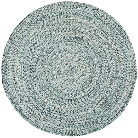 SAFAVIEH Braided Vermont Confetti Solid Area Rug, Aqua/Ivory, 7' x 7' Round