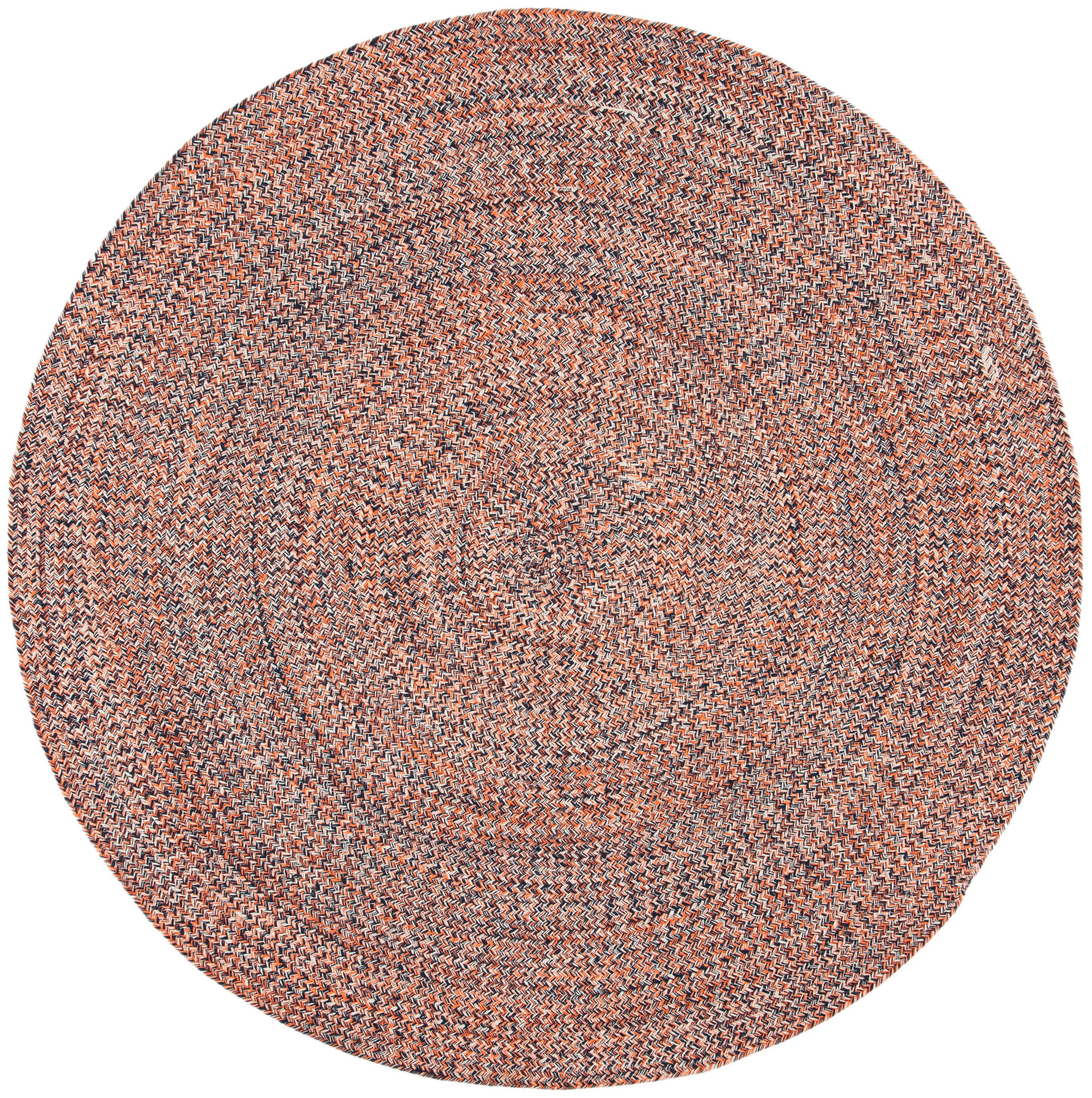 Handmade Ivory Cotton 6' Round Braided Reversible Area Rug
