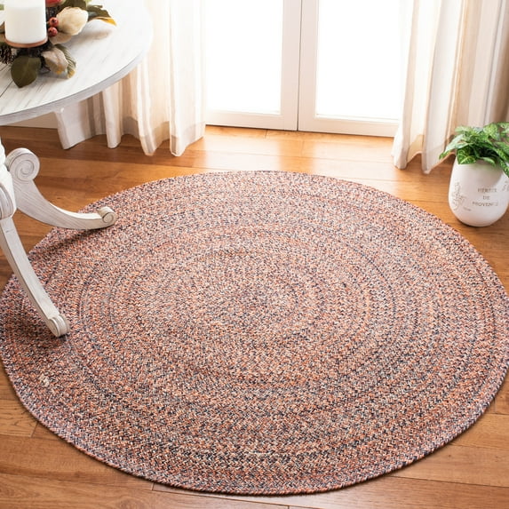 SAFAVIEH Braided Vermont Geometric Cotton Reversible Area Rug, Terracotta/Ivory, 3' x 3' Round