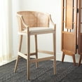 thumbnail image 1 of SAFAVIEH Brando Round Rattan Back Seat Bar Stool, Natural/White, 1 of 12