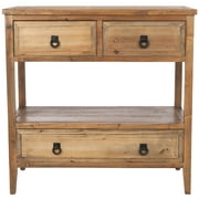 SAFAVIEH Branson Country Rustic 3 Drawer Sideboard, Brown Pine