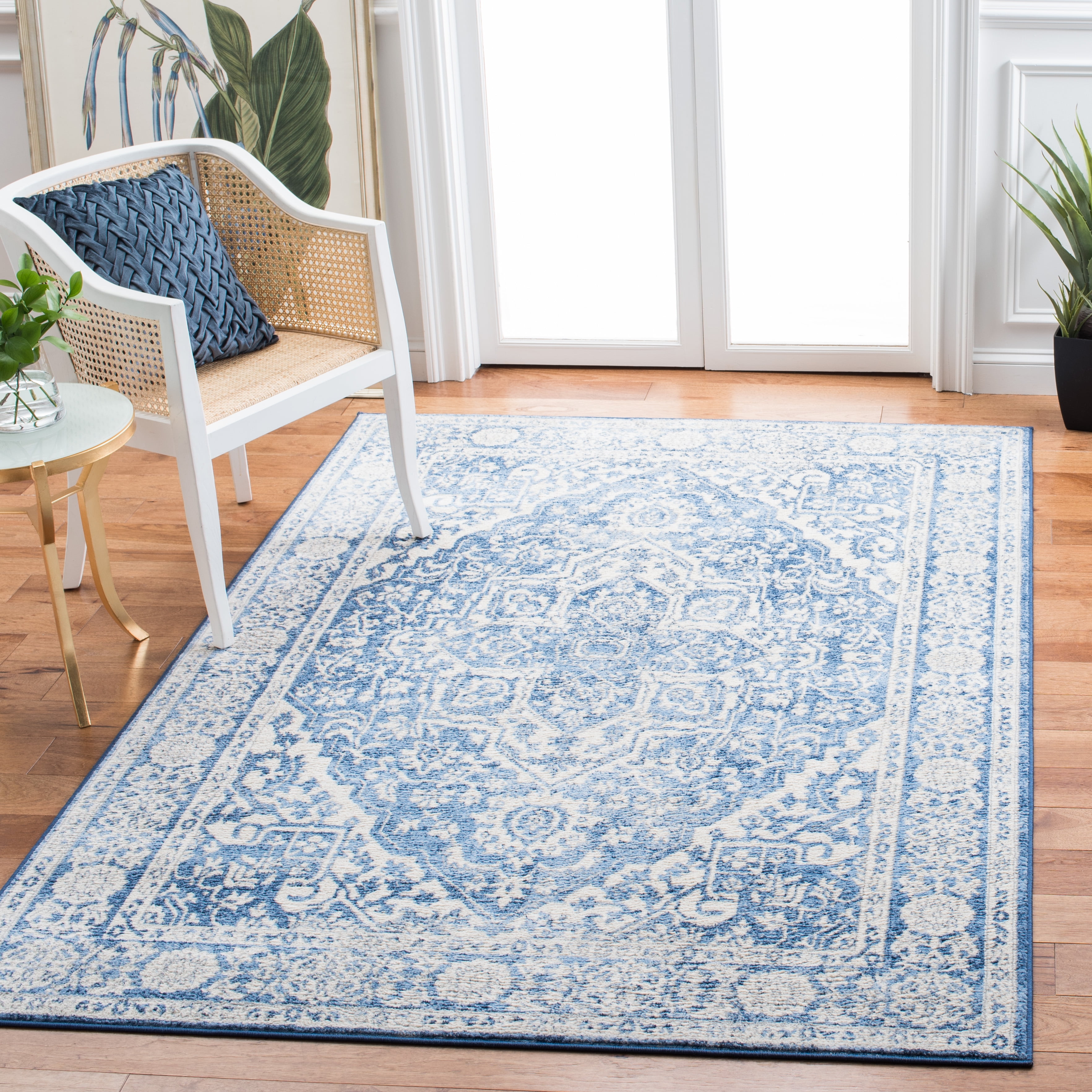 SAFAVIEH Brentwood Adams Oriental Area Rug, Ivory/Navy, 3' x 5'