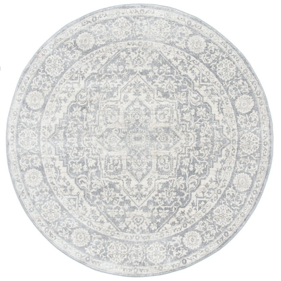 SAFAVIEH Brentwood Adams Oriental Area Rug, Light Gray/Ivory, 10' x 10' Round