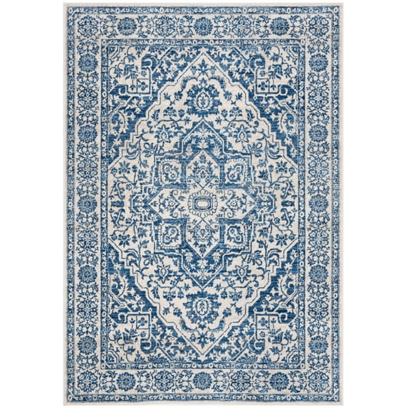 SAFAVIEH Brentwood Adams Oriental Area Rug, Navy/Light Grey, 5'3" x 7'6"