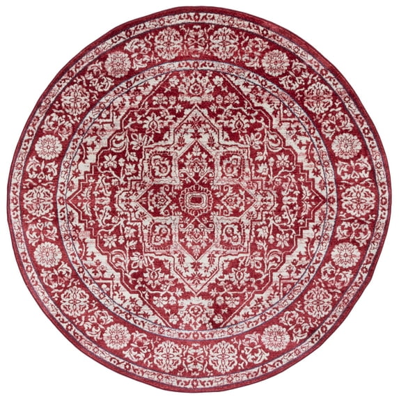 SAFAVIEH Brentwood Adams Oriental Area Rug, Red/Ivory, 6'7" x 6'7" Round