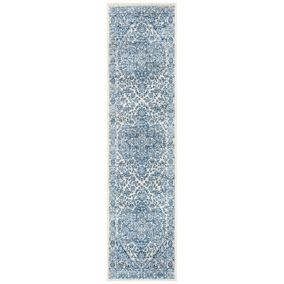 SAFAVIEH Brentwood Adams Oriental Runner Rug, Navy/Light Gray, 2' x 10'