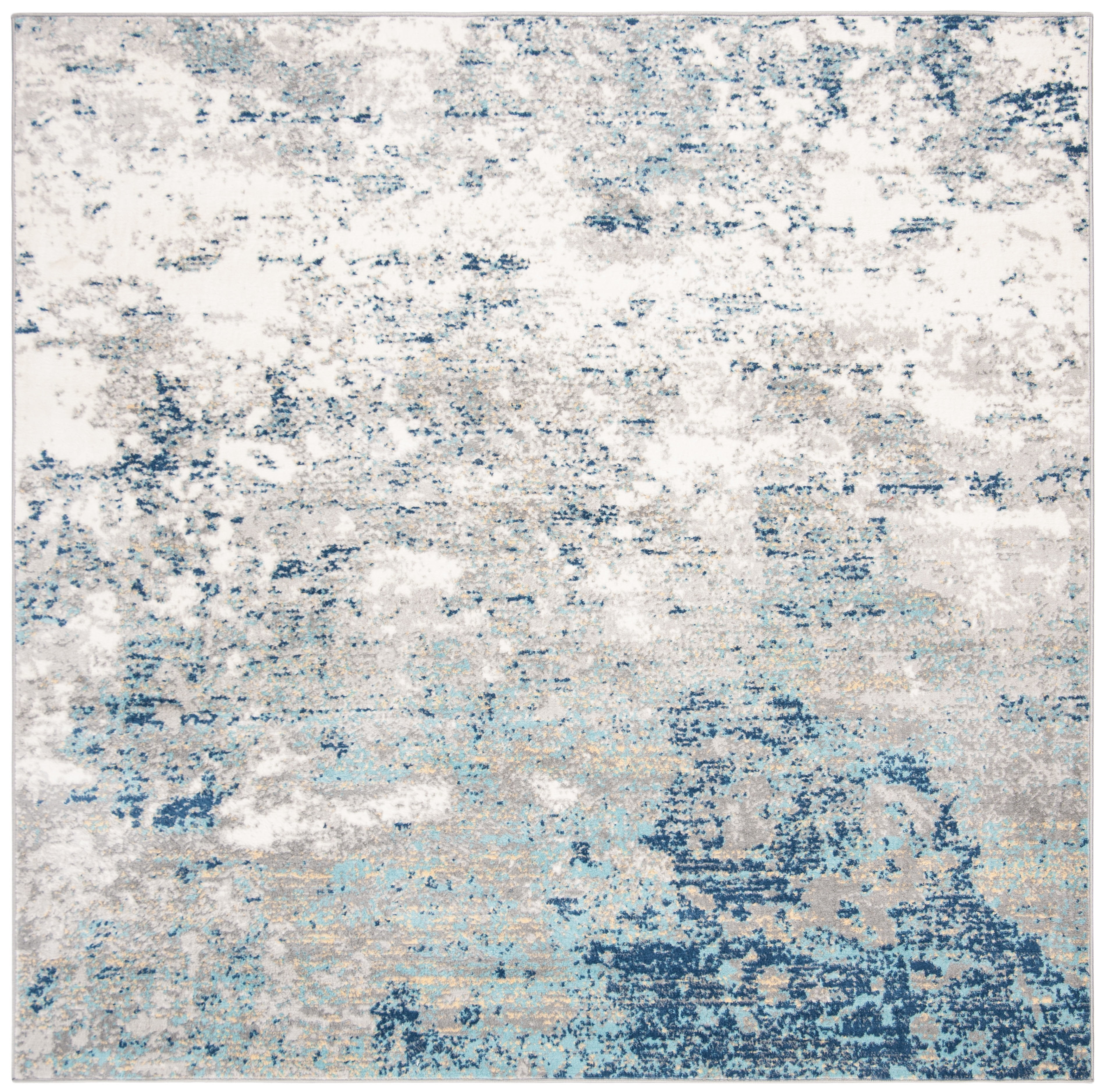 Brentwood Light Grey and Blue Synthetic Square Area Rug