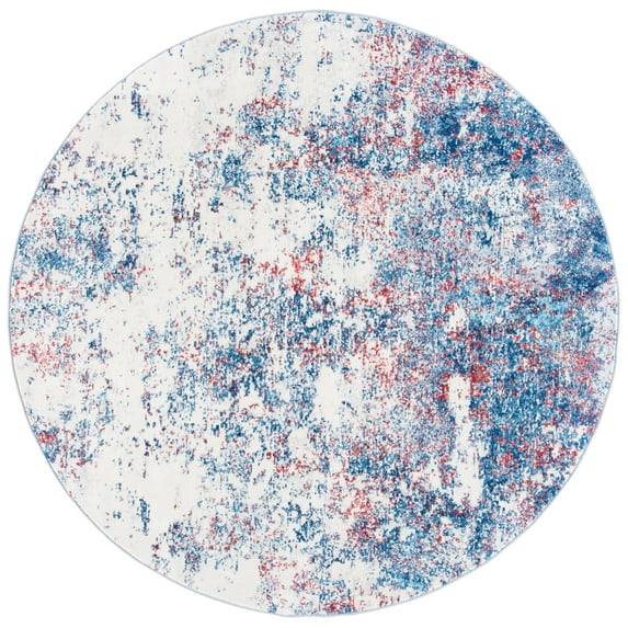SAFAVIEH Brentwood Ainslee Abstract Area Rug, Navy/Red, 3' x 3' Round