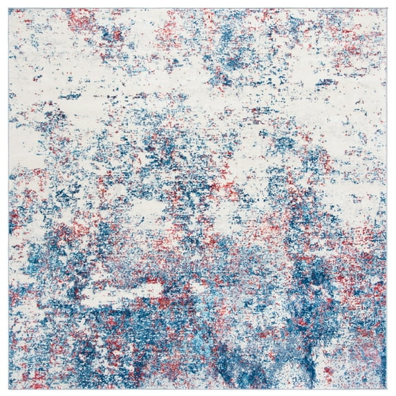 SAFAVIEH Brentwood Ainslee Abstract Area Rug, Navy/Red, 5' x 5' Square