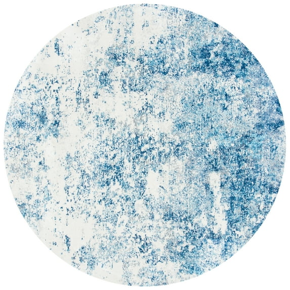 SAFAVIEH Brentwood Ainslee Abstract Area Rug, Ivory/Navy, 8' x 8' Round