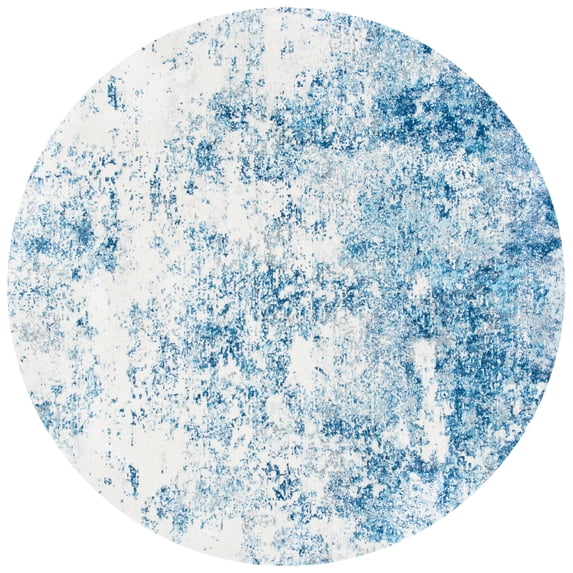 SAFAVIEH Brentwood Ainslee Abstract Area Rug, Ivory/Navy, 9' x 9' Round