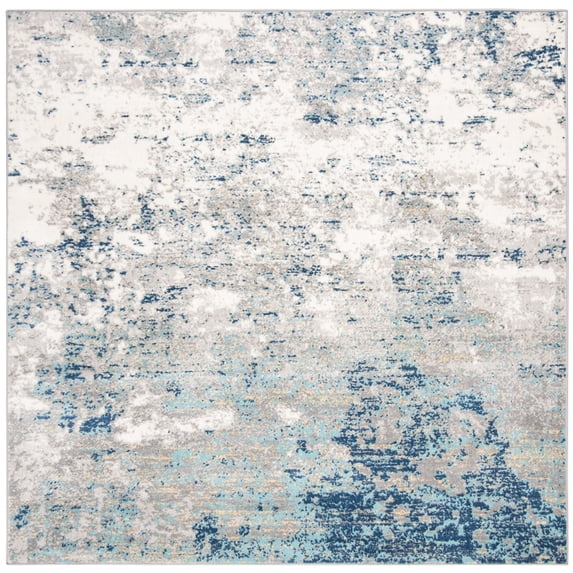 SAFAVIEH Brentwood Ainslee Abstract Area Rug, Light Grey/Blue, 9' x 9' Square