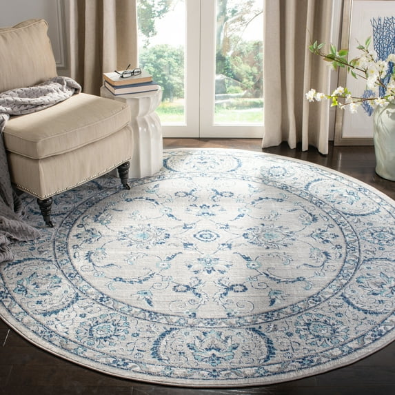 SAFAVIEH Brentwood Aloysius Oriental Area Rug, Light Gray/Blue, 10' x 10' Round