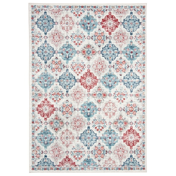 SAFAVIEH Brentwood Amadine Geometric Area Rug, Cream/Blue, 5'3" x 7'6"