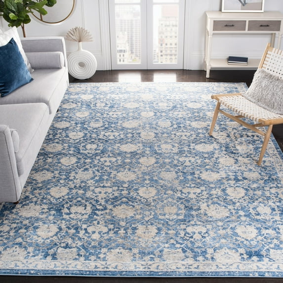 SAFAVIEH Brentwood Fidan Floral Area Rug, Navy/Creme, 9' x 12'