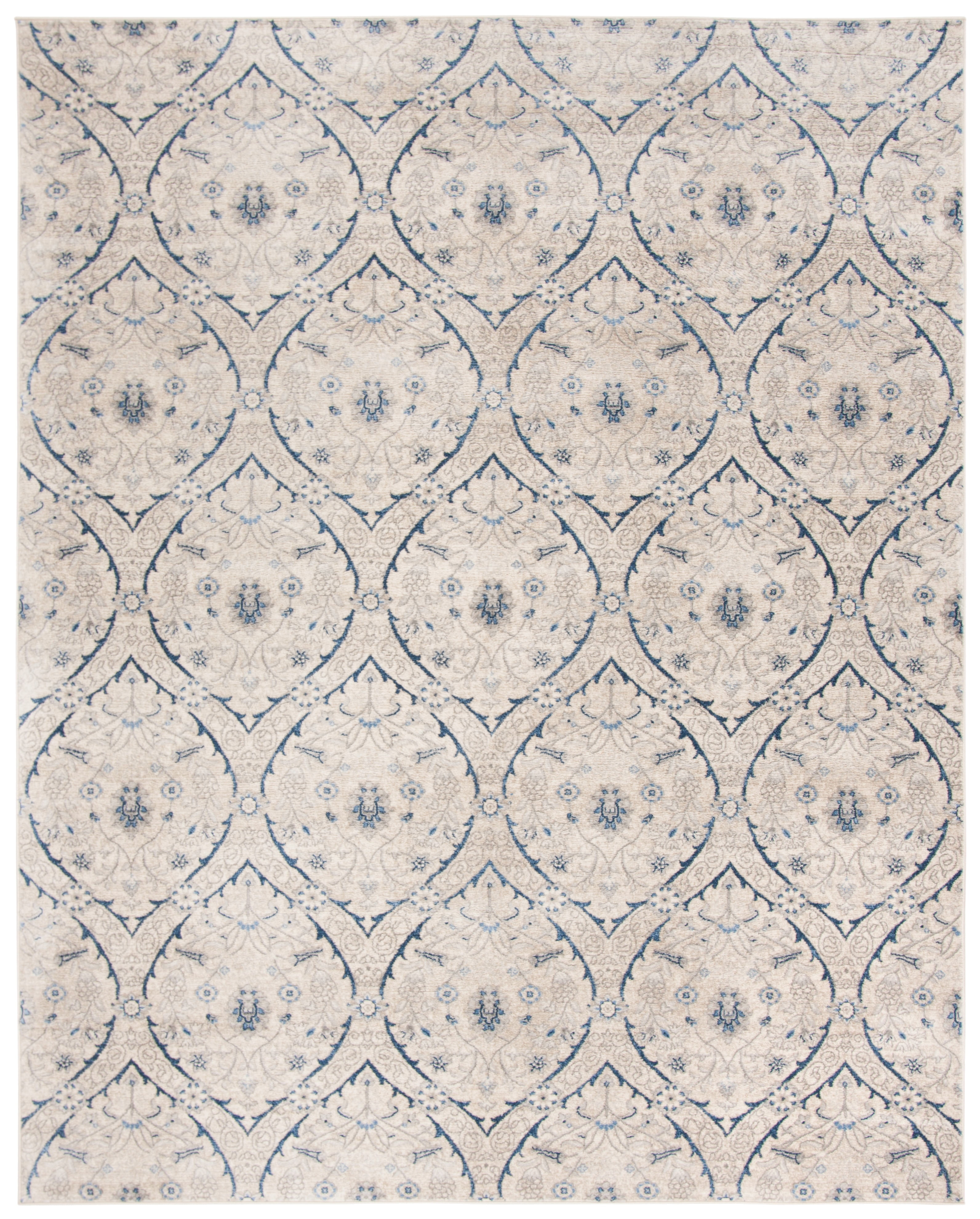 Elysian Light Grey/Blue Synthetic Rectangular Easy-Care Rug