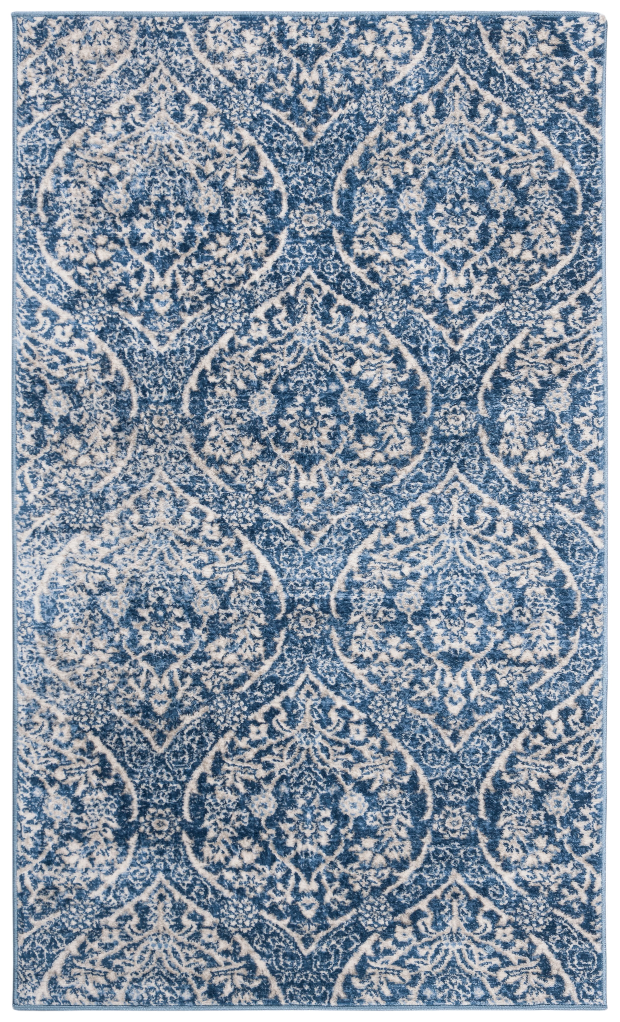 SAFAVIEH Brentwood Braelyn Damask Area Rug, Navy/Light Gray, 3' x 5'
