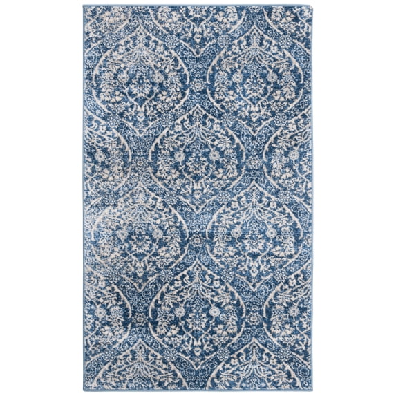 SAFAVIEH Brentwood Braelyn Damask Area Rug, Navy/Light Gray, 3' x 5'