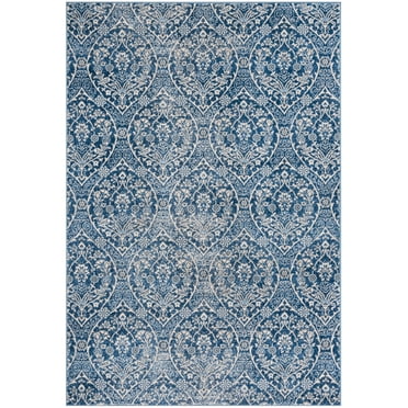 SAFAVIEH Brentwood Braelyn Damask Area Rug, Navy/Light Grey, 5'3" x 7'6"