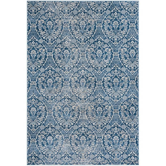 SAFAVIEH Brentwood Braelyn Damask Area Rug, Navy/Light Grey, 5'3" x 7'6"