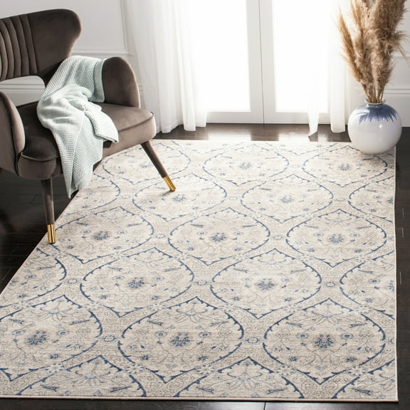 SAFAVIEH Brentwood Braelyn Damask Area Rug, Light Gray/Blue, 2' x 4'