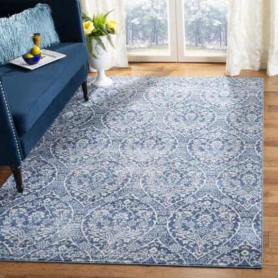 SAFAVIEH Brentwood Braelyn Damask Area Rug, Navy/Light Gray, 6' x 9'