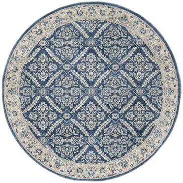 SAFAVIEH Brentwood Brandy Floral Area Rug, Navy/Cream, 3' x 3' Round