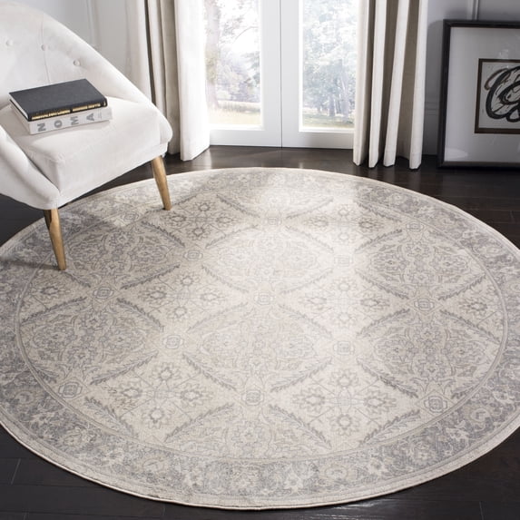 SAFAVIEH Brentwood Brandy Floral Area Rug, Cream/Gray, 6'7" x 6'7" Round