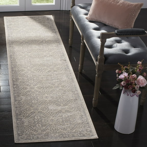 SAFAVIEH Brentwood Brandy Floral Runner Rug, Cream/Grey, 2' x 8'