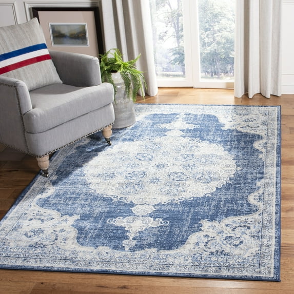 SAFAVIEH Brentwood Cahal Oriental Area Rug, Navy/Ivory, 4' x 6'