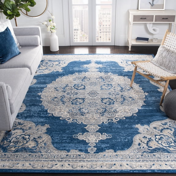 SAFAVIEH Brentwood Cahal Oriental Area Rug, Navy/Light Gray, 11' x 15'