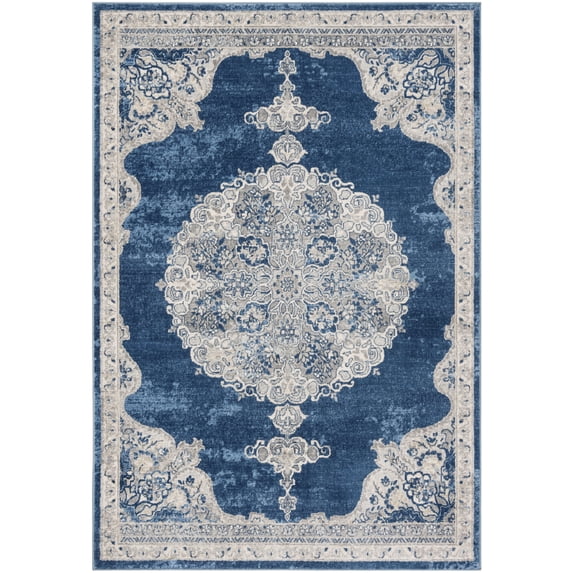 SAFAVIEH Brentwood Cahal Oriental Area Rug, Navy/Light Gray, 5'3" x 7'6"