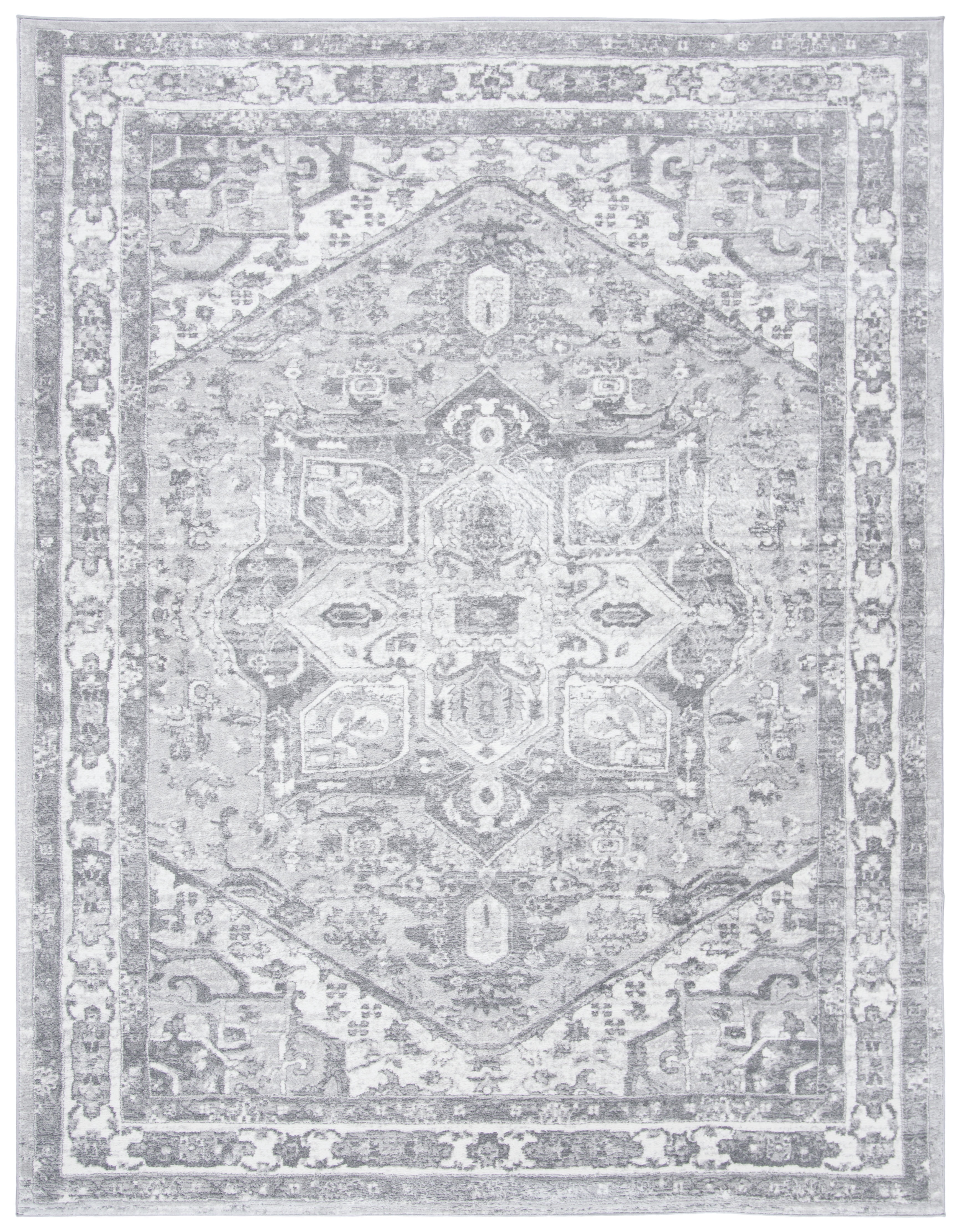 Brentwood Cream and Grey Synthetic Rectangular Area Rug