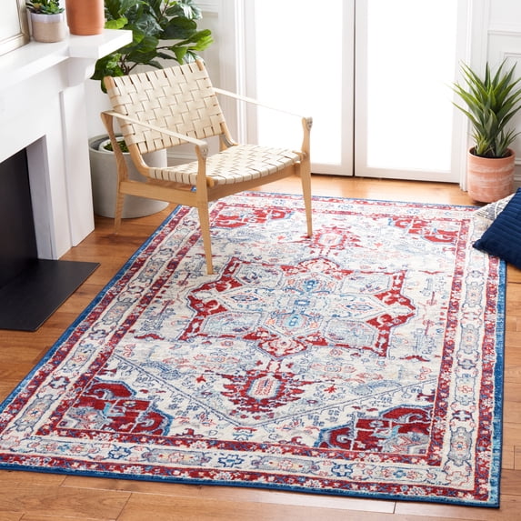 SAFAVIEH Brentwood Ezra Oriental Area Rug, Ivory/Red, 3' x 5'