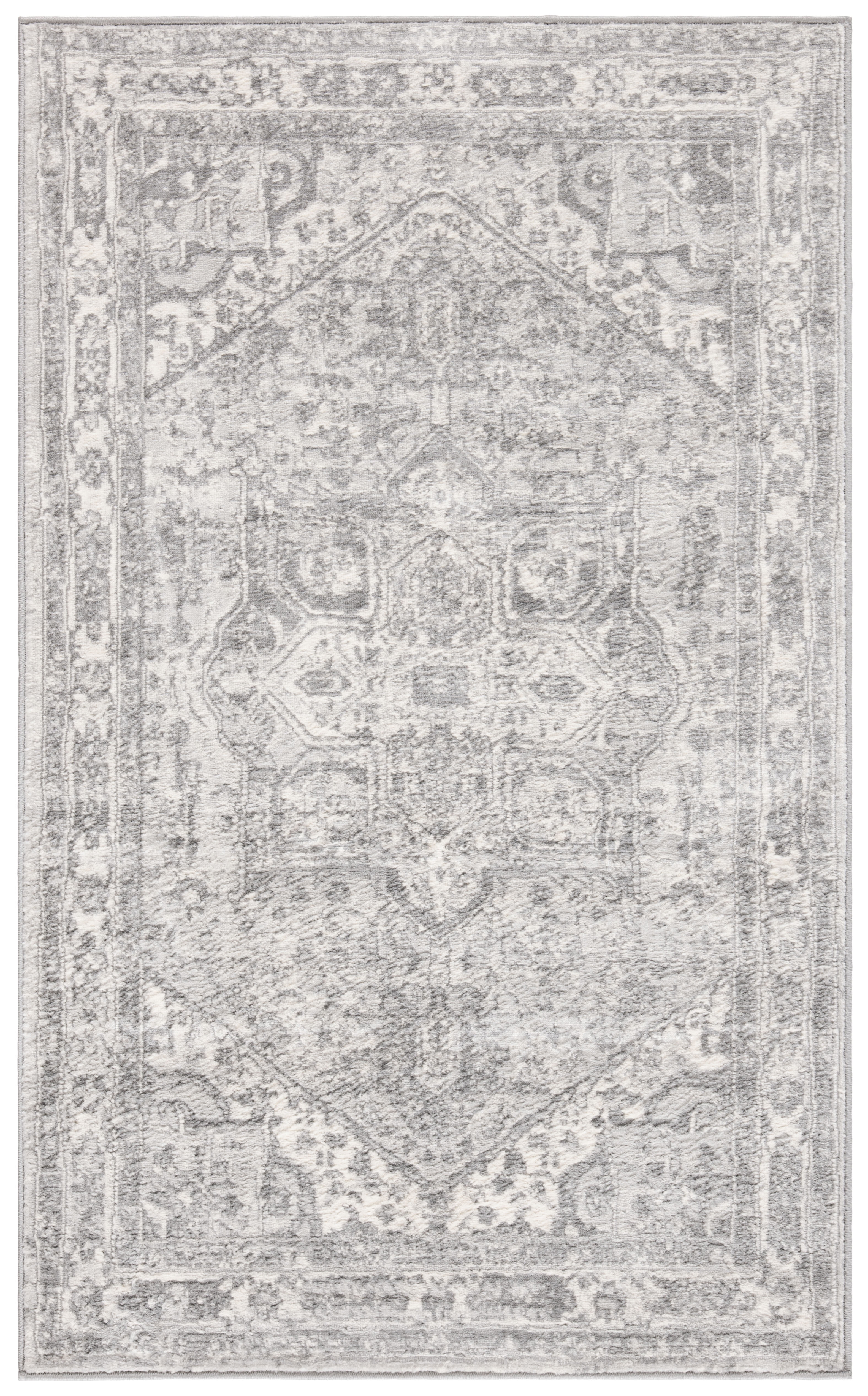 Brentwood Gray and Cream Synthetic 4' x 6' Area Rug