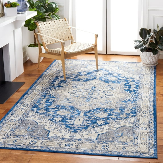 SAFAVIEH Brentwood Ezra Oriental Area Rug, Navy/Gray, 4' x 6'
