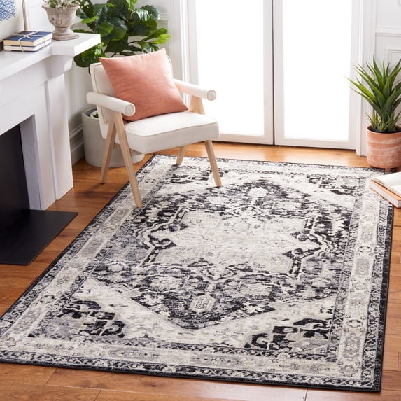 SAFAVIEH Brentwood Ezra Oriental Area Rug, Black/Ivory, 5'3" x 7'6"