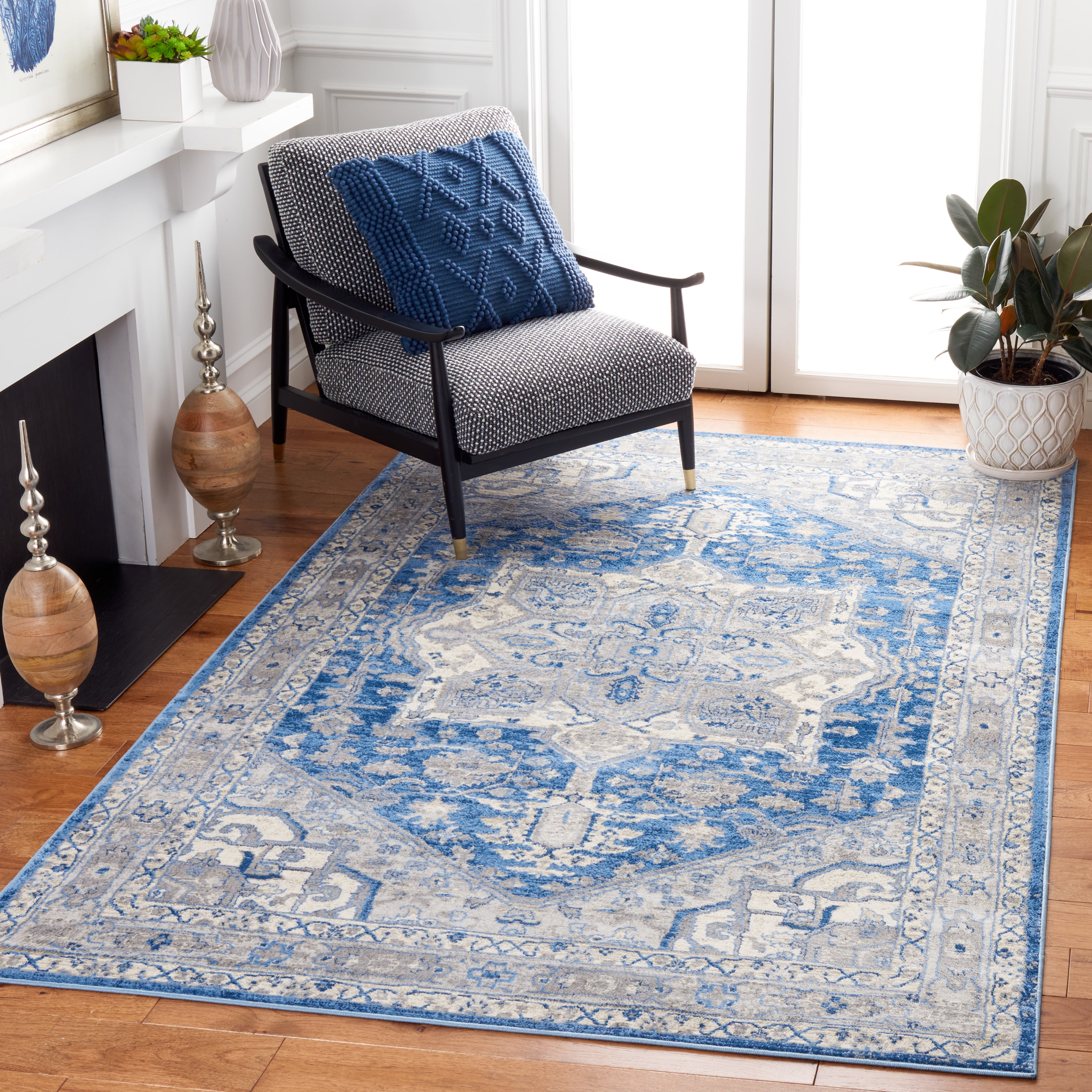 SAFAVIEH Brentwood Ezra Oriental Area Rug, Blue/Gray, 5'3" x 7'6"